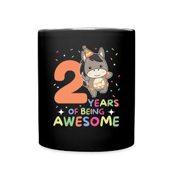 Esel zum 2. Geburtstag Kinder zwei Jahre alt - Tasse einfarbig - Schwarz - Vorne