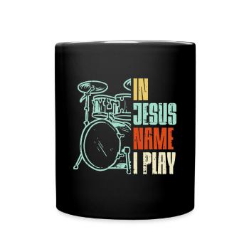 Jésus Nom Je joue de la batterie Dieu Tambour Musique Christi - Mug uni - noir - Devant