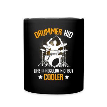 Drummer Kid Drumming Percussionist Drums Kids Boys - Full Colour Mug - black - Front