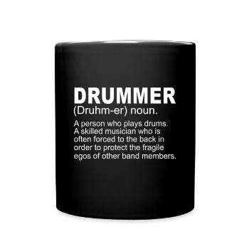 Schlagzeuger Geschenk Schlagzeug spielen Perkussion Mallet Percu - Tasse einfarbig - Schwarz - Vorne