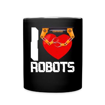 Robot Robotics Engineer Heart I - Full Colour Mug - black - Front
