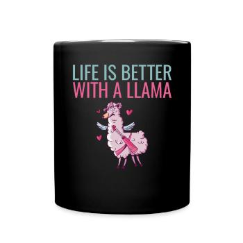 Lama Geschenk Lama Liebhaber Geschenk - Tasse einfarbig - Schwarz - Vorne