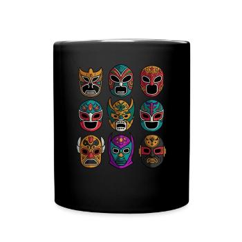 Retro Lucha Libre Masken - Freestyle Wrestling - Tasse einfarbig - Schwarz - Vorne