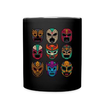 Retro Lucha Libre - Masken der Legenden - Tasse einfarbig - Schwarz - Vorne