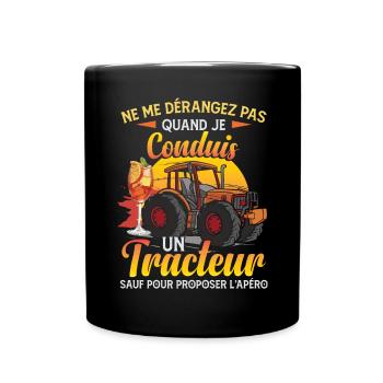 Humour Tracteur - Mug uni - noir - Devant