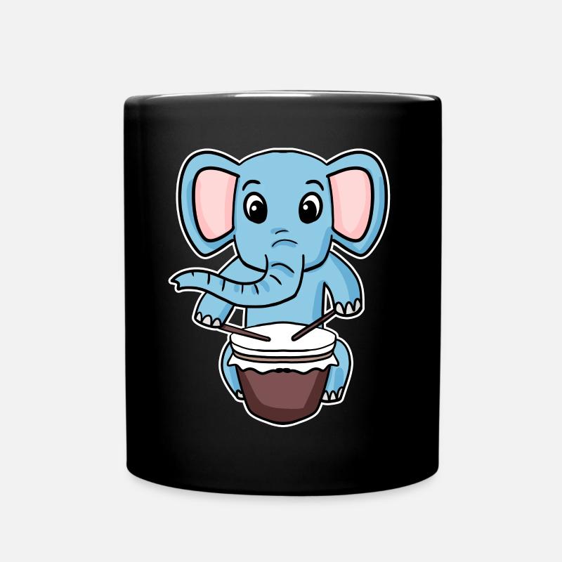 Elefant Trommel Motiv - Tasse einfarbig - Schwarz