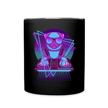 Vaporwave Mops DJ Pult Mops - Tasse einfarbig - Schwarz - Vorne