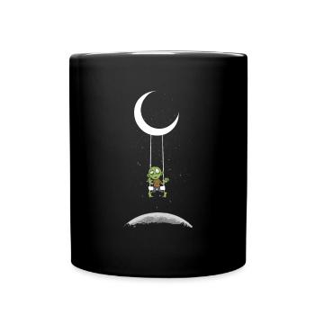 Zombie auf Mond Schaukel Halloween Kostüm - Tasse einfarbig - Schwarz - Vorne