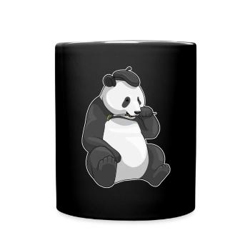 Peinture au pinceau de peintre panda - Mug uni - noir - Devant