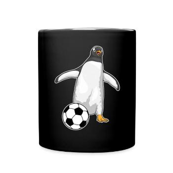 Pinguin Fußballspieler Fußball - Tasse einfarbig - Schwarz - Vorne