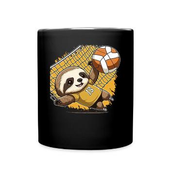 Volleyball Niedliches Faultier Jungen Mädchen - - Tasse einfarbig - Schwarz - Vorne