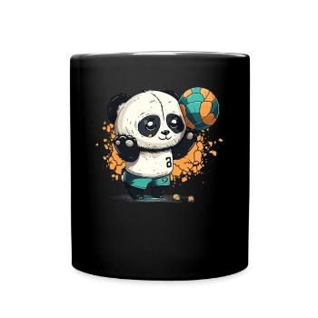 Niedlicher Volleyball-Panda - Baby-Panda beim - Tasse einfarbig - Schwarz - Vorne