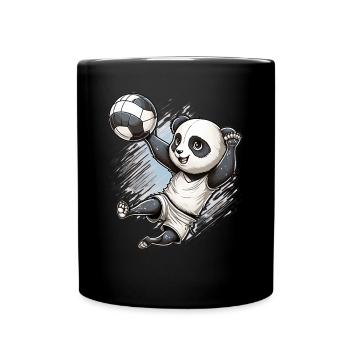 Panda und Volleyball - Cooler Panda beim - Tasse einfarbig - Schwarz - Vorne