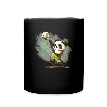 Volleyball Panda Junge Mädchen - Panda beim - Tasse einfarbig - Schwarz - Vorne