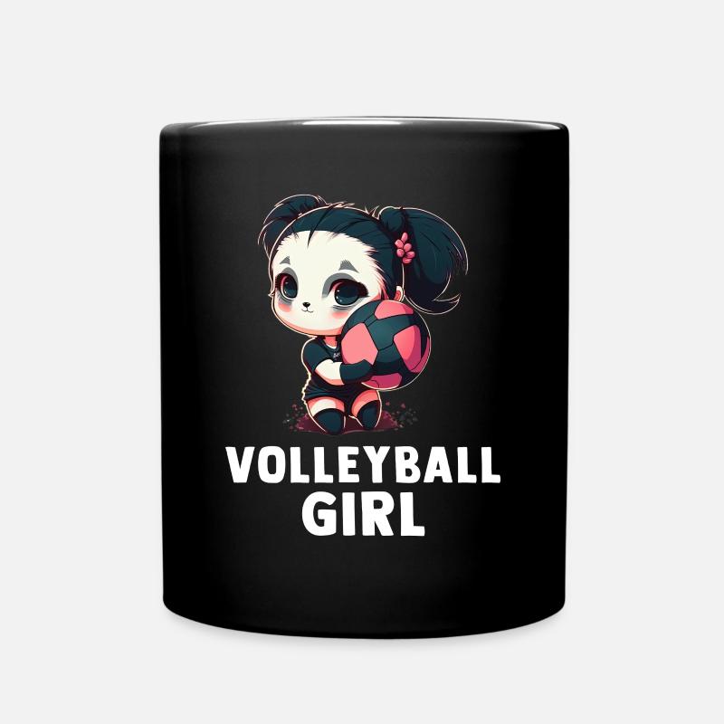 Volleyball-Mädchen - Niedliches Panda-Mädchen und - Tasse einfarbig - Schwarz