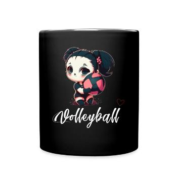 Liebe Volleyball - Niedliches - Tasse einfarbig - Schwarz - Vorne