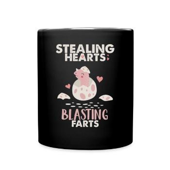 Happy Valentine's Day Funny Stealing Hearts - Full Colour Mug - black - Front