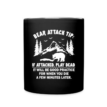 Bear Attack Tip Funny Saying Camping Hiking Outdoo - Mug uni - noir - Devant