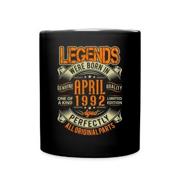 1992 April Geburtstag Legende - Tasse einfarbig - Schwarz - Vorne
