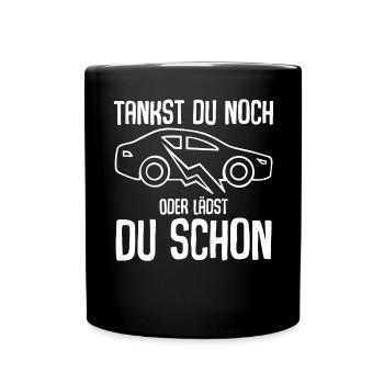 E-Auto Elektroauto - Tasse einfarbig - Schwarz - Vorne