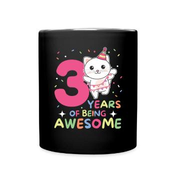 3rd birthday cat Children three years old - Full Colour Mug - black - Front