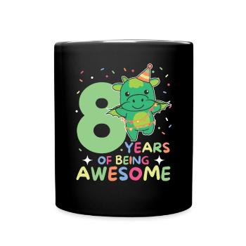 Drache zum 8. Geburtstag Kinder acht Jahre alt - Tasse einfarbig - Schwarz - Vorne