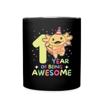 Axolotl for 1st birthday for children one year old - Full Colour Mug - black - Front
