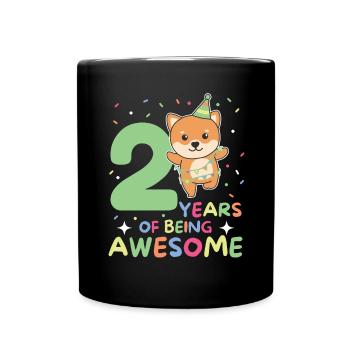 Shiba Inu pour les enfants de 2ème anniversaire de deux ans - Mug uni - noir - Devant