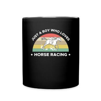 Juste un garçon qui aime le cadeau de chemise de course de chevaux - Mug uni - noir - Devant
