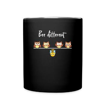 Bee Different Autism Hanging Bee With Owl Bee - Full Colour Mug - black - Front