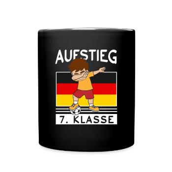 Fußball Einschulung Aufstieg 7. Klasse Schulkind - Tasse einfarbig - Schwarz - Vorne