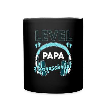 Level Papa freigeschaltet Gamer Vater - Tasse einfarbig - Schwarz - Vorne