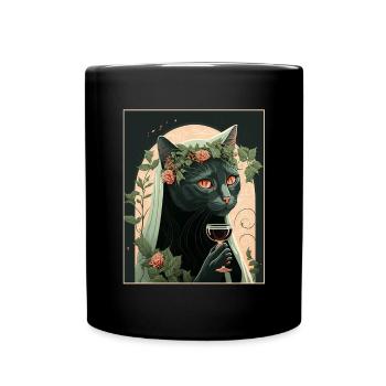 Cat Nun Church Vaporwave Religion Chaton - Mug uni - noir - Devant