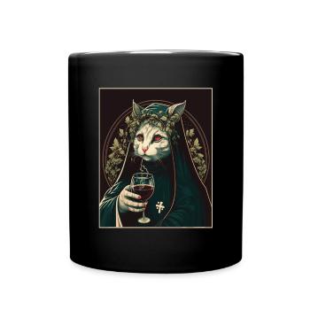 Cat Nun Church Vaporwave Religion Chaton - Mug uni - noir - Devant