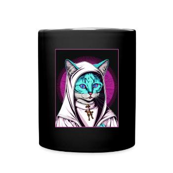 Cat Nun Church Vaporwave Religion Chaton - Mug uni - noir - Devant