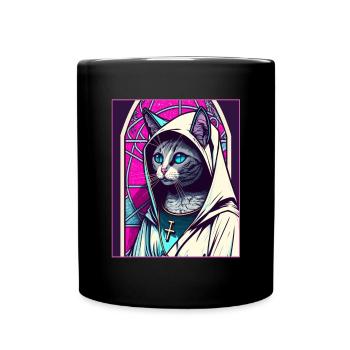Cat Nun Church Vaporwave Religion Chaton - Mug uni - noir - Devant