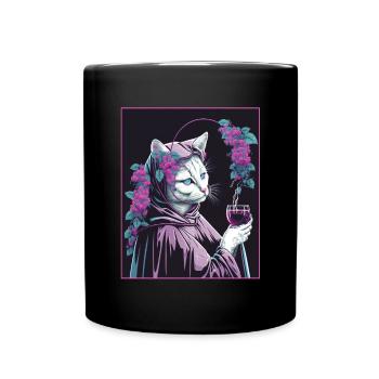 Cat Nun Church Vaporwave Religion Chaton - Mug uni - noir - Devant