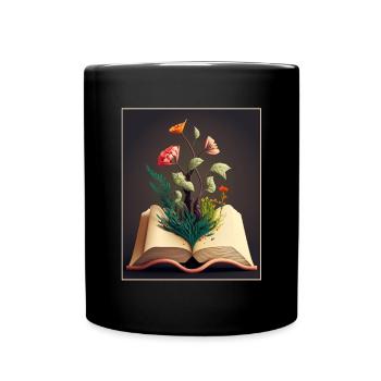 Leser Leserin Bücher Pflanzen Blumen Autor - Tasse einfarbig - Schwarz - Vorne