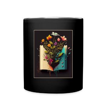 Leser Leserin Bücher Pflanzen Blumen Autor - Tasse einfarbig - Schwarz - Vorne