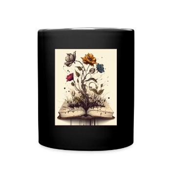 Leser Leserin Bücher Pflanzen Blumen Autor - Tasse einfarbig - Schwarz - Vorne