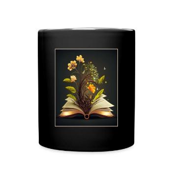 Leser Leserin Bücher Pflanzen Blumen Autor - Tasse einfarbig - Schwarz - Vorne