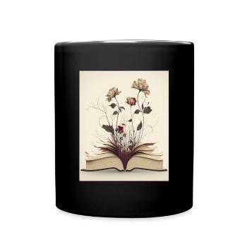Leser Leserin Bücher Pflanzen Blumen Autor - Tasse einfarbig - Schwarz - Vorne