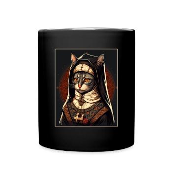 Cat Nun Church Vaporwave Religion Chaton - Mug uni - noir - Devant