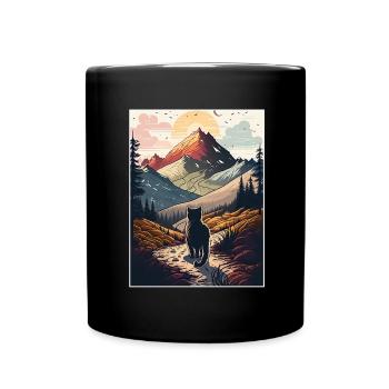 Cat Kitten Mountains Hiking Climbing Outdoor - Full Colour Mug - black - Front