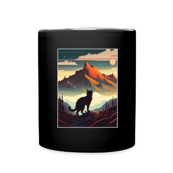 Cat Kitten Mountains Hiking Climbing Outdoor - Full Colour Mug - black - Front