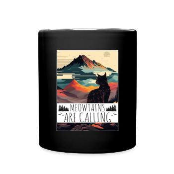 Cat Kitten Mountains Hiking Climbing Outdoor - Full Colour Mug - black - Front