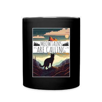 Cat Kitten Mountains Hiking Climbing Outdoor - Full Colour Mug - black - Front