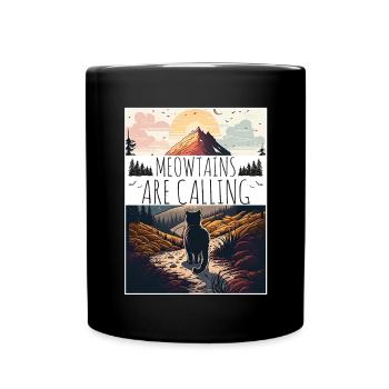 Cat Kitten Mountains Hiking Climbing Outdoor - Full Colour Mug - black - Front