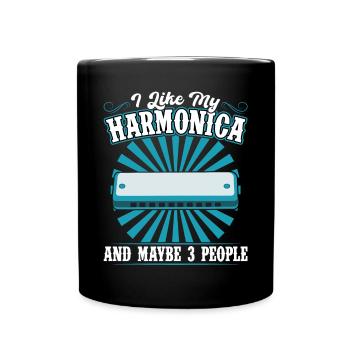 I Like My Harmonica And Maybe 3 People - Tasse einfarbig - Schwarz - Vorne