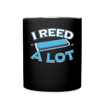 I Reed A Lot - Harmonica Player - Full Colour Mug - black - Front